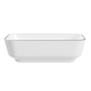 ELLAI Bathroom Vessel Sink Rectangle Bathroom Sink Bowl Above Counter Porcelain Ceramic Top Mount Rectanglar Sink Countertop Vanity Art Basin for Bathroom 19.7"x15.2"x5.4” Glossy White with Black Rim