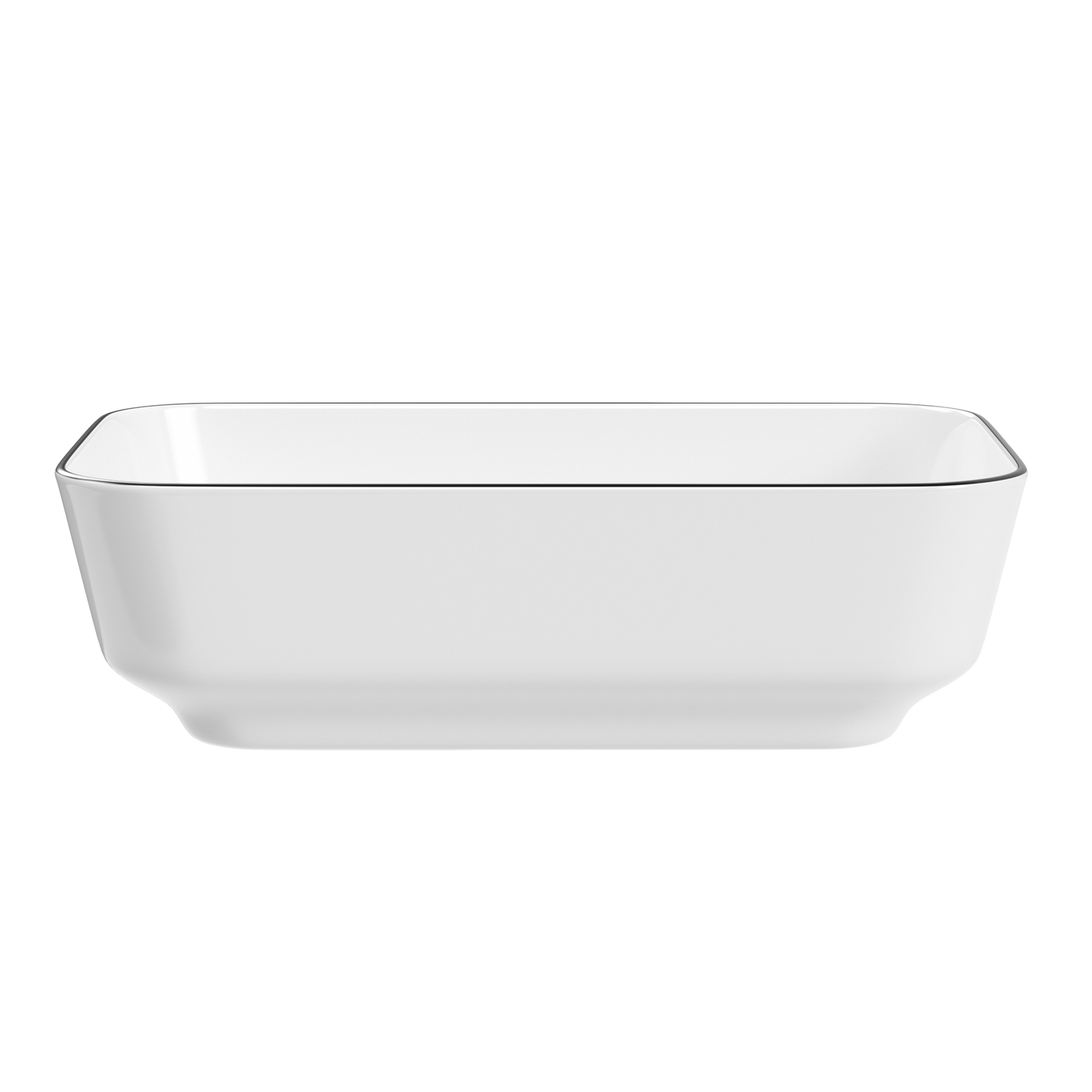 ELLAI Bathroom Vessel Sink Rectangle Bathroom Sink Bowl Above Counter Porcelain Ceramic Top Mount Rectanglar Sink Countertop Vanity Art Basin for Bathroom 19.7"x15.2"x5.4” Glossy White with Black Rim