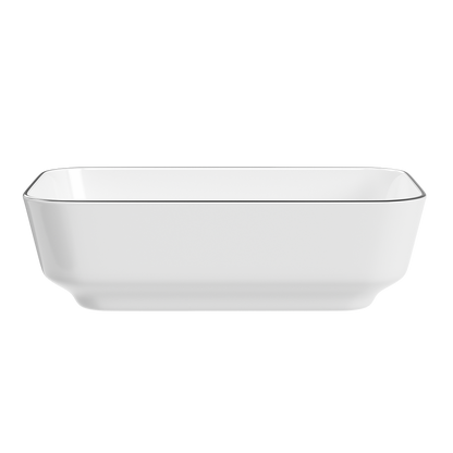 ELLAI Bathroom Vessel Sink Rectangle Bathroom Sink Bowl Above Counter Porcelain Ceramic Top Mount Rectanglar Sink Countertop Vanity Art Basin for Bathroom 19.7"x15.2"x5.4” Glossy White with Black Rim