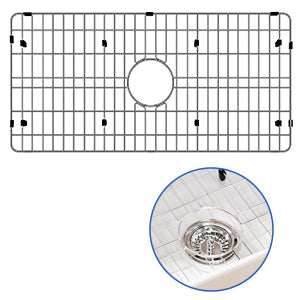 ELLAI Farmhouse Sink 33 Inch White Fireclay Apron Front Single Bowl Deep Drop In Kitchen Sink Undermount Farm Sink with Bottom Grid & Strainer, 33”x18”x10” Flat