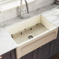 ELLAI Farmhouse Sink 30 Inch Fireclay Apron Front Single Bowl Deep Drop In Kitchen Sink Undermount Farm Sink with Bottom Grid & Strainer, 30”x18”x10” Reversible