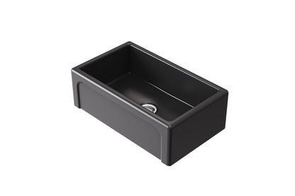 ELLAI Farmhouse Sink 30 Inch Fireclay Apron Front Single Bowl Deep Drop In Kitchen Sink Undermount Farm Sink with Bottom Grid & Strainer, 30”x18”x10” Reversible