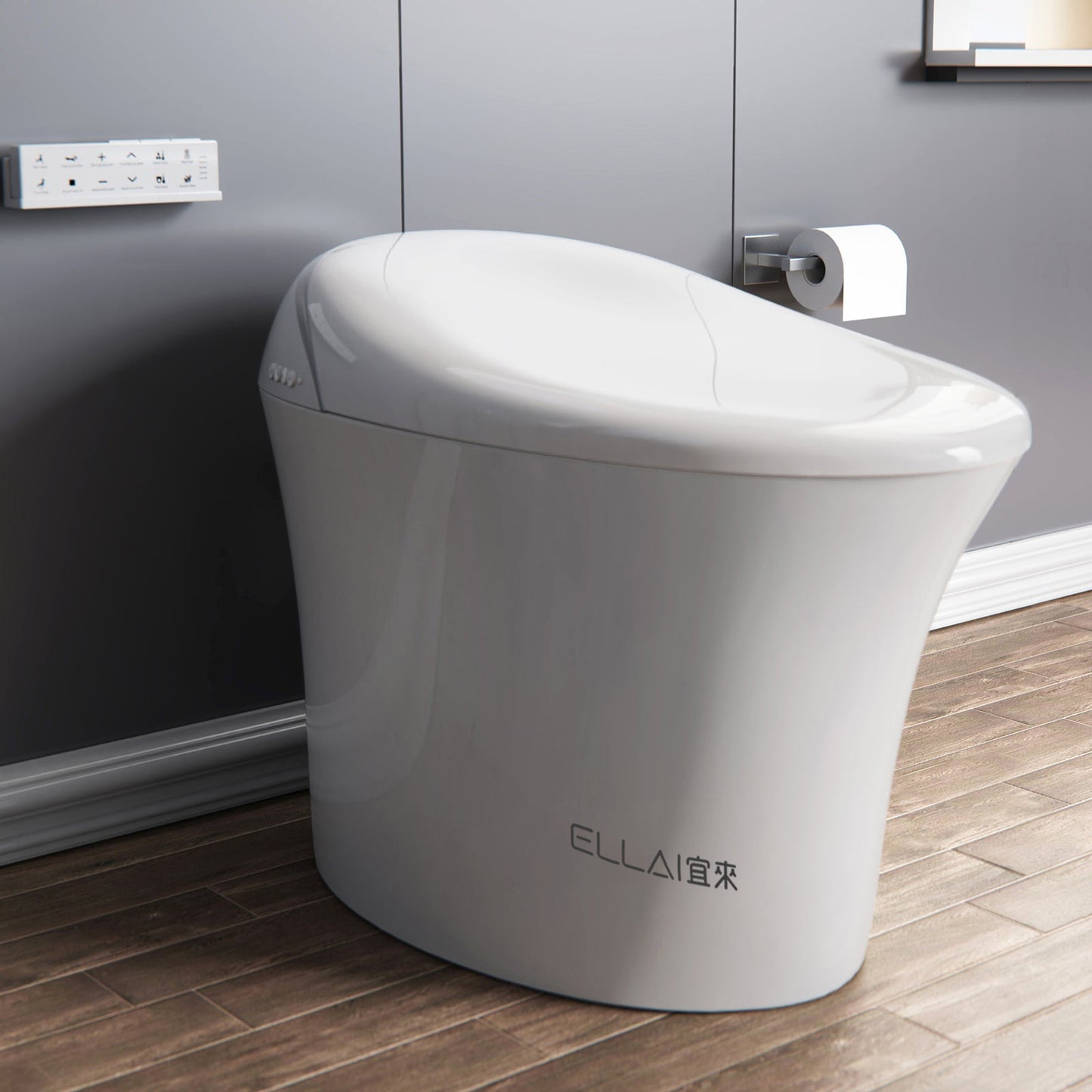 ELLAI宜来 Smart Toilet Integrated Bidet Toilet Comfort Height Elongated One Piece Intelligent toilet with Auto Open/Close Lid, Warm Seat, Auto Flush in 1.28-GPF, White