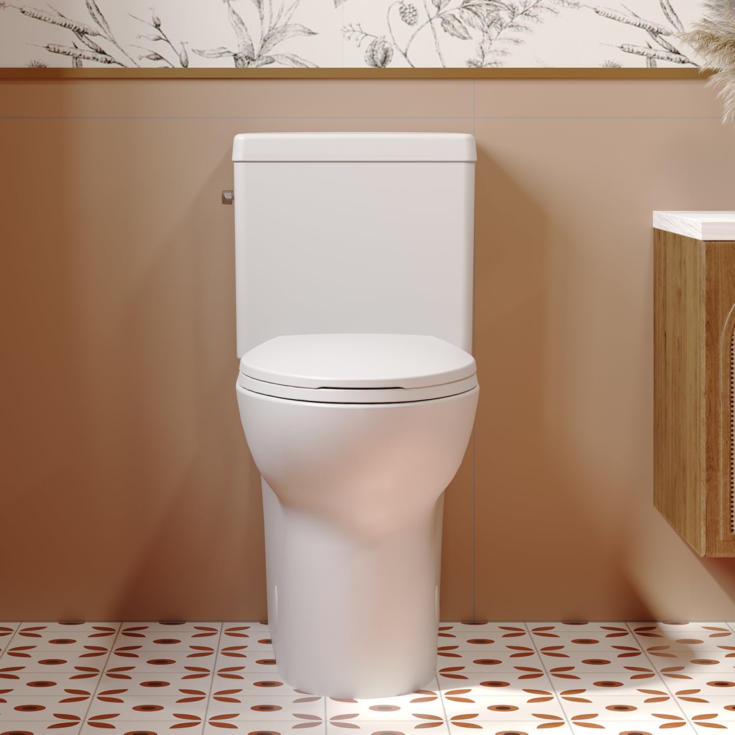 ELLAI Two Pieces Elongated Toilets Comfort Height ADA Single Flush TORNADO FLUSH Toilet 1.28 GPF 12” Rough In with Left-hand Trip Lever, White