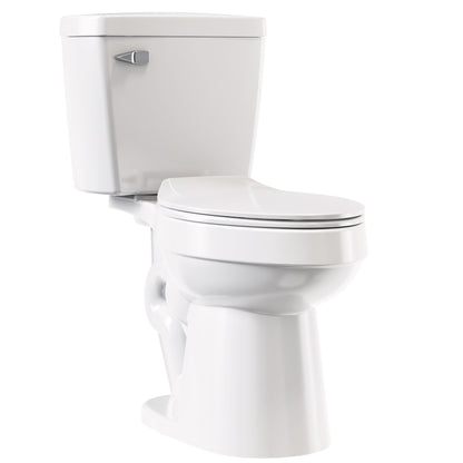 White 2-piece Elongated Toilet with Standard 12-in Rough-in , ELLAI Powerful Single Flush 1.28 GPF ADA Chair Height Toilet (Seat Included)