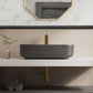 ELLAI Bathroom Vessel Sink 19.7"x15.2"x5.4" Rectangle Matte Gray Vessel Sink with Gray Pop Up Drain, Bathroom Sink Above Counter, Ceramic Countertop Vessel Sink for Bathroom