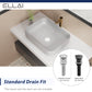 ELLAI Bathroom Vessel Sink Rectangle Bathroom Sink Bowl Above Counter Porcelain Ceramic Top Mount Rectanglar Sink Countertop Vanity Art Basin for Bathroom 19.7"x15.2"x5.4” Light Gray