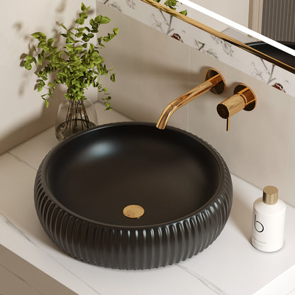 ELLAI 16.2''x5'' Round Vessel Sink Bathroom Sink Above Counter Bowl Sink Porcelain Ceramic Vanity Art Basin