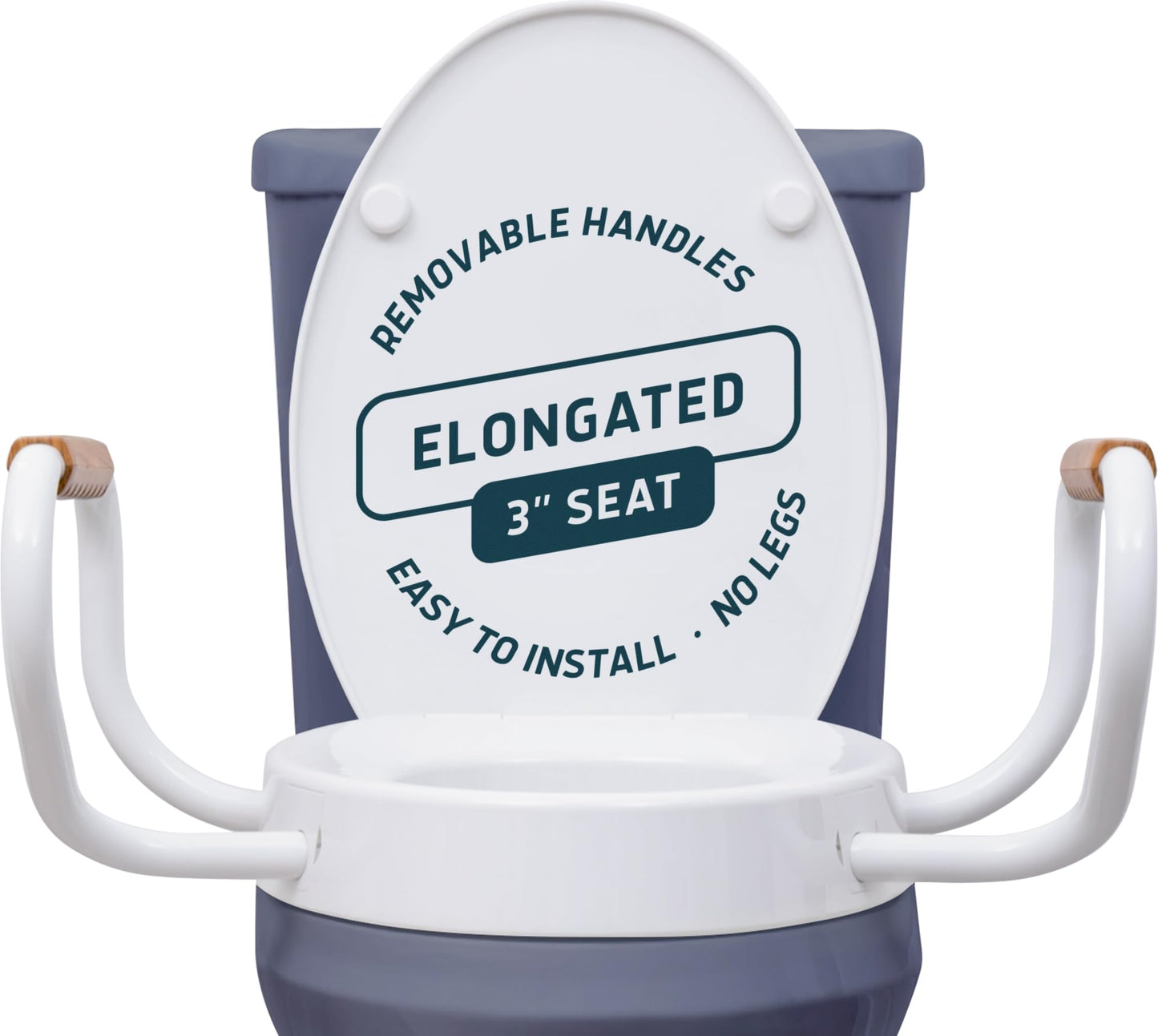 ELLAI Raised Toilet Seat with Handles - Elongated - Adds 3 Inches