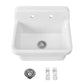 ELLAI 24 Inch White Ceramic Farm Style Wall Mount Utility Sink High Back Wall Mounted Laundry Tub 10 Gallon Farmhouse Sink Slop Sink for Laundry Room, Garage, Kitchen, Bathroom 24" x 19" x 16.5"